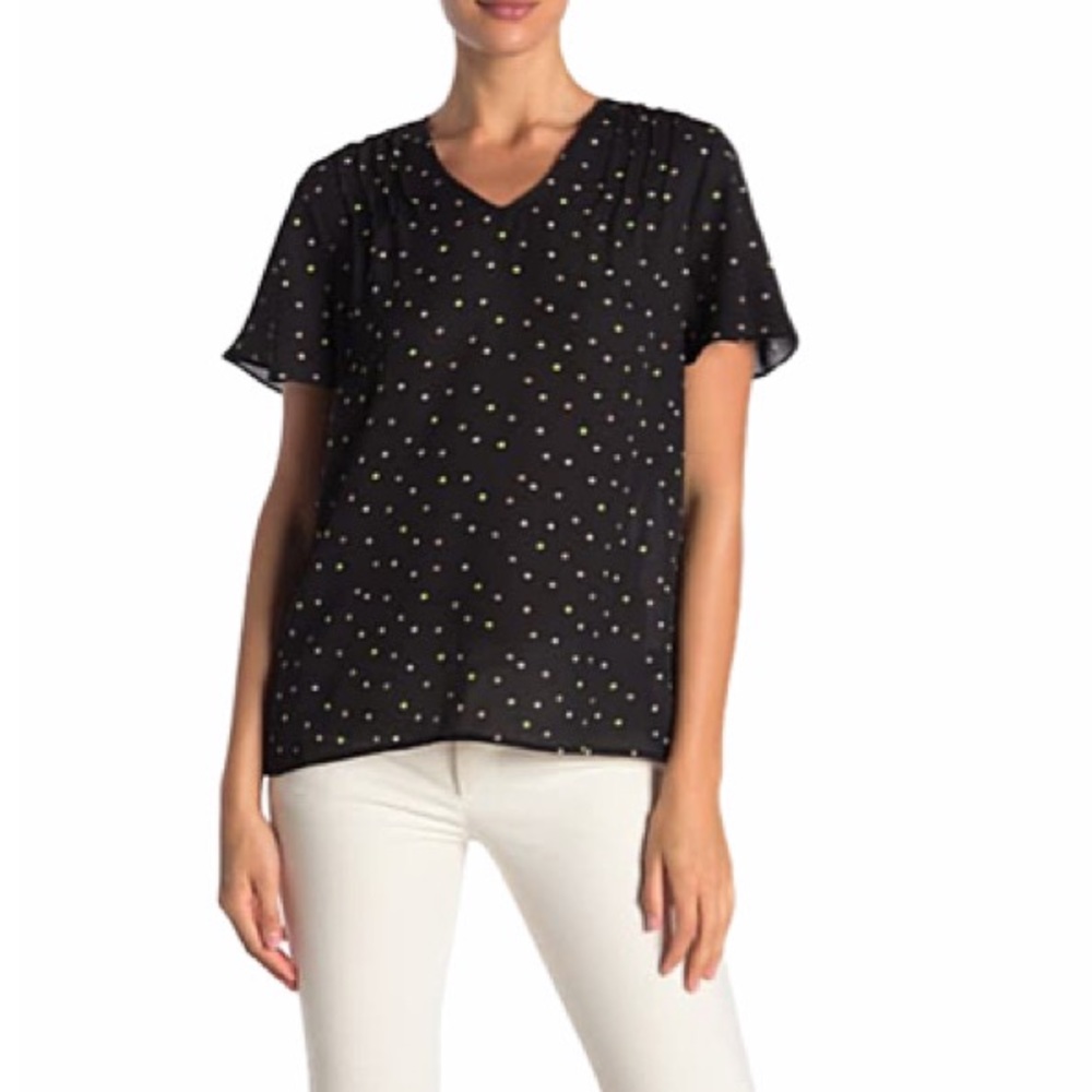 PLEIONE Blouse NWT polka dot V-neck blouse Size S